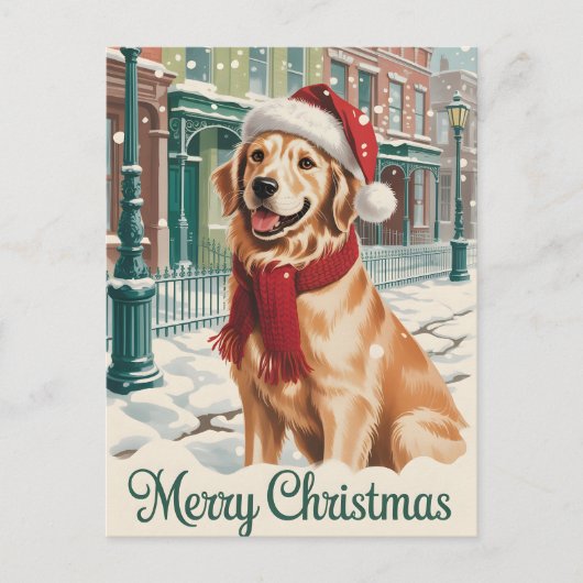 Kerstmis met Gouden Retriever Briefkaart (Voorkant)