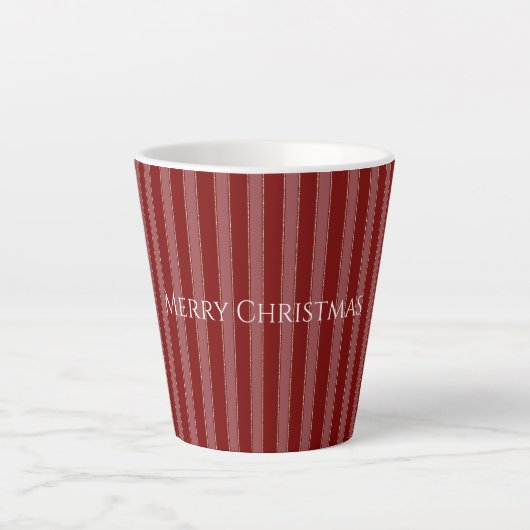 Kerstmis met gouden rode strepen latte mok (Voorkant)