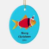 Kerstmis met goudvis keramisch ornament (Rechts)