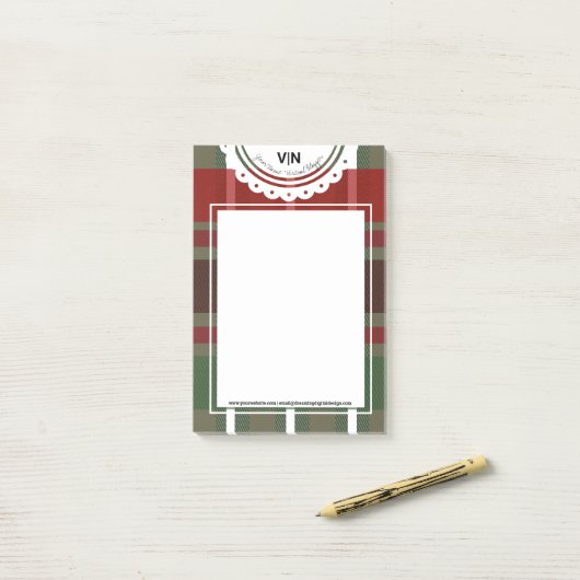 Kerstmis met Green Red Initiaal Business Post-it® Notes (Op bureau)