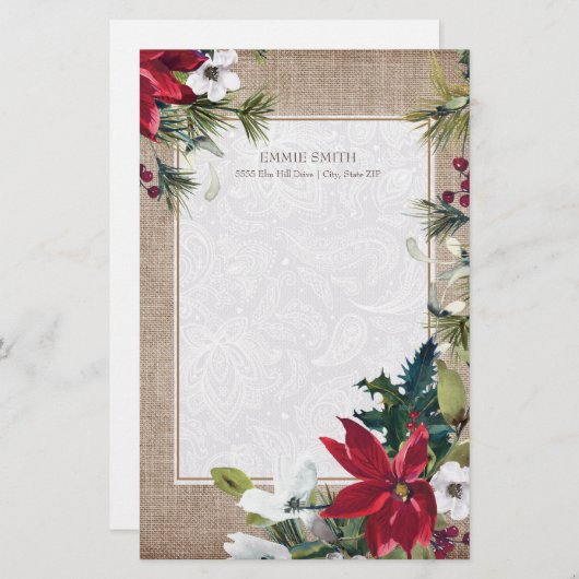 Kerstmis met groene bladeren met een hoge elasticu briefpapier (Voorkant / Achterkant)