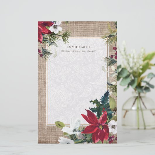 Kerstmis met groene bladeren met een hoge elasticu briefpapier (Staand voorkant)