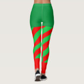 Kerstmis met groene rode diagonale streep Leggings (Achterkant)
