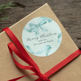 Kerstmis met groene strik ronde sticker