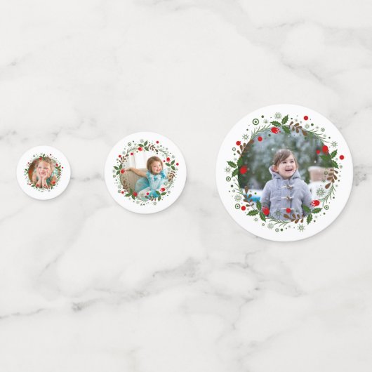 Kerstmis met grote adem en foto's op vakantie confetti (Achterkanten)