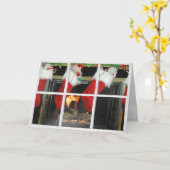 Kerstmis met haard in sneeuwraam kaart (Gele Bloem)