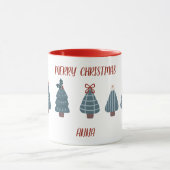 Kerstmis met handgetekende kerstbomen mok (Midden)