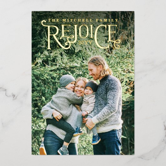 Kerstmis met handschrift folie feestdagenkaart (Voorkant)