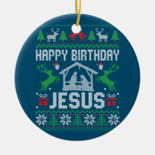 Kerstmis met Happy Birthday Jesus Holiday Oegaal Keramisch Ornament
