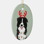 Kerstmis met Happy Pawlidays Keramisch Ornament (Rechts)