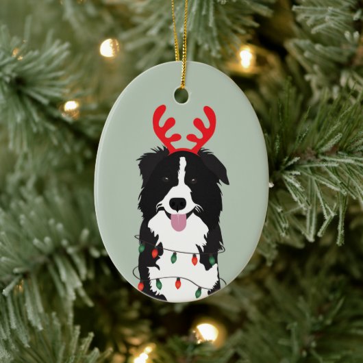 Kerstmis met Happy Pawlidays Keramisch Ornament (Boom)