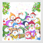 Kerstmis met Happy Snowmans feest Raamsticker (Vel)