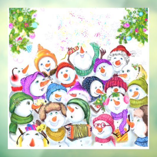 Kerstmis met Happy Snowmans feest Raamsticker (Vel 3)