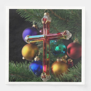 Kerstmis met het christelijke kruis servet