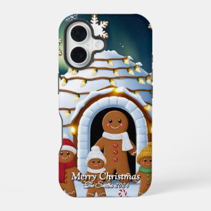 Kerstmis met het familiehuis van peperkoek iPhone 16 hoesje