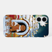 Kerstmis met het familiehuisje van peperkoek iPhone 16 hoesje (Achterkant horizontaal)