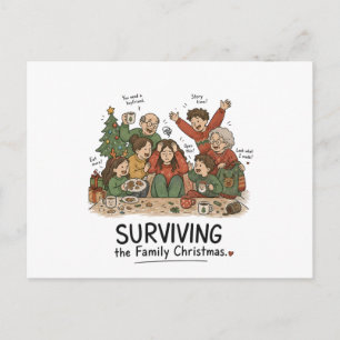Kerstmis met het gezin overleven – Grappige famili Briefkaart