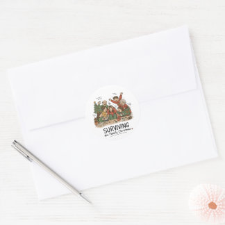 Kerstmis met het gezin overleven – Grappige famili Ronde Sticker