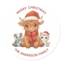 Kerstmis met Highland Koe met Naam van Familie