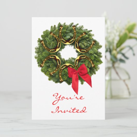 Kerstmis met Hoefijzers uitnodiging (Staand voorkant)