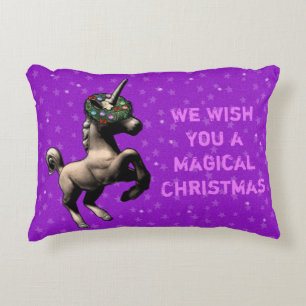 Kerstmis met "Holiday Unicorn"-kerst (Paars) Accent Kussen