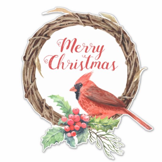 Kerstmis met Holly en Kardinaal Sticker (Voorkant)