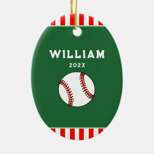 Kerstmis met honkbal keramisch ornament (Achterkant)