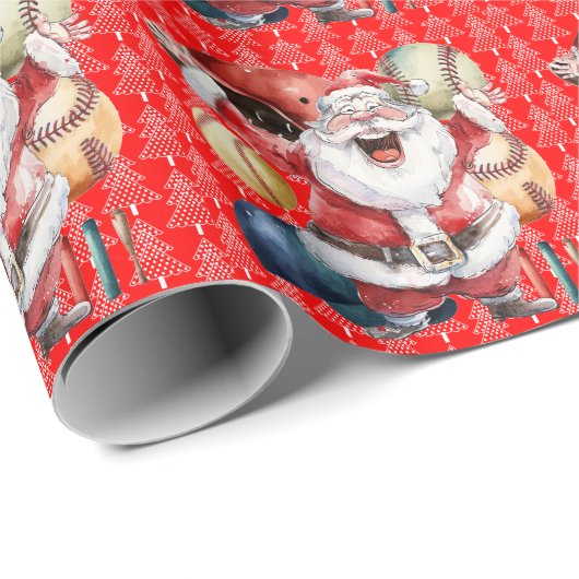 Kerstmis met honkbal met kerstman cadeaupapier (Rol Hoek)