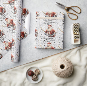 Kerstmis met honkbal met kerstman cadeaupapier