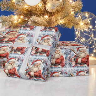 Kerstmis met honkbal met kerstman cadeaupapier