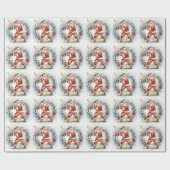 Kerstmis met honkbal met kerstman cadeaupapier (Vlak)