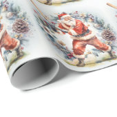 Kerstmis met honkbal met kerstman cadeaupapier (Rol Hoek)