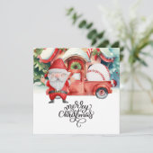 Kerstmis met honkbal met kerstman en sneeuwpop feestdagenkaart (Staand voorkant)