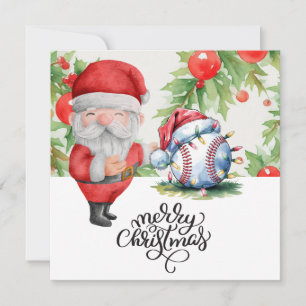Kerstmis met honkbal met kerstman feestdagenkaart
