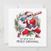 Kerstmis met honkbal met kerstman feestdagenkaart (Voorkant)
