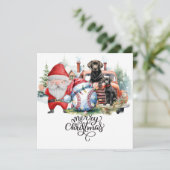 Kerstmis met honkbal met kerstman feestdagenkaart (Staand voorkant)