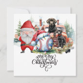 Kerstmis met honkbal met kerstman feestdagenkaart (Voorkant)