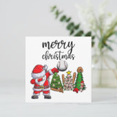 Kerstmis met honkbal met kerstman feestdagenkaart (Staand voorkant)