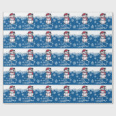 Kerstmis met honkbal op blauwe achtergrond cadeaupapier (Vlak)