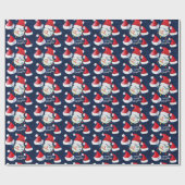 Kerstmis met honkbal op blauwe achtergrond cadeaupapier (Vlak)