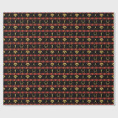 Kerstmis met honkbal - Red Check Pattern Cadeaupapier (Vlak)