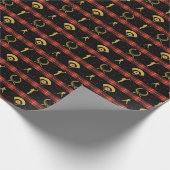 Kerstmis met honkbal - Red Check Pattern Cadeaupapier (Hoek)