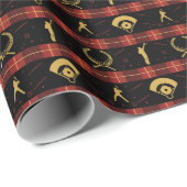 Kerstmis met honkbal - Red Check Pattern Cadeaupapier (Rol Hoek)