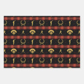 Kerstmis met honkbal - Red Check Pattern Inpakpapier Vel (Voorkant 3)