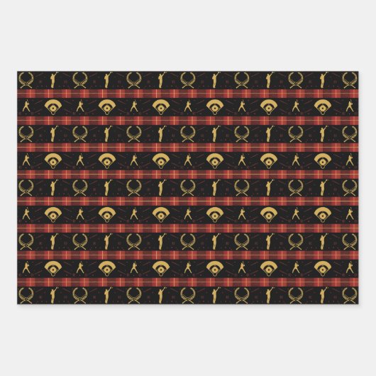 Kerstmis met honkbal - Red Check Pattern Inpakpapier Vel (Voorkant 2)