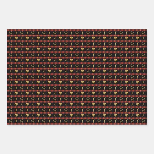 Kerstmis met honkbal - Red Check Pattern Inpakpapier Vel (Voorkant)