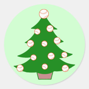 Kerstmis met honkbal ronde sticker