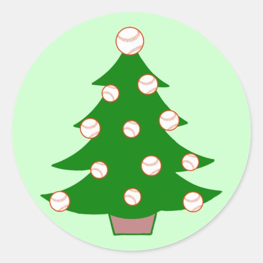 Kerstmis met honkbal ronde sticker (Voorkant)