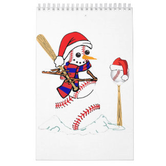 Kerstmis met honkbal Snowman die honkbal speelt Kalender