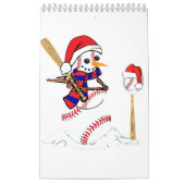 Kerstmis met honkbal Snowman die honkbal speelt Kalender (Hoes)
